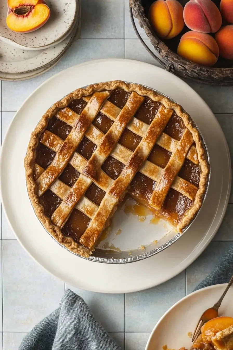 Golden Peach Pie with Canned Peaches Recipe