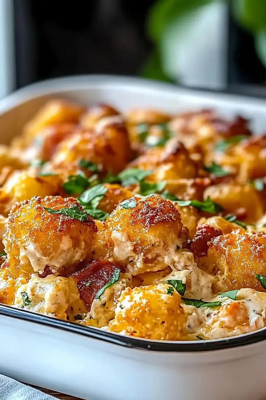 Loaded Cracked Out Chicken Tater Tot Casserole