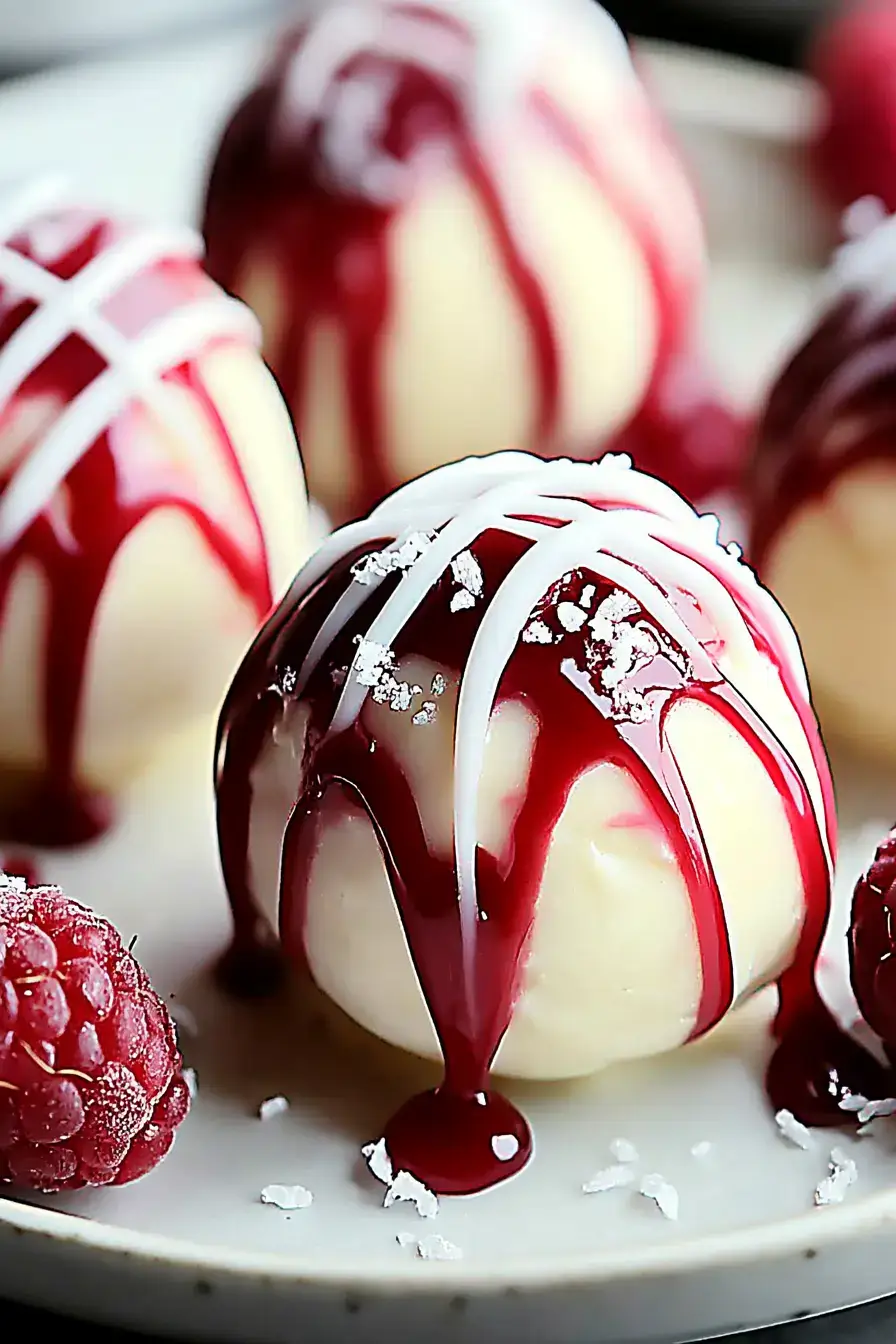 White Chocolate Raspberry Cheesecake Balls