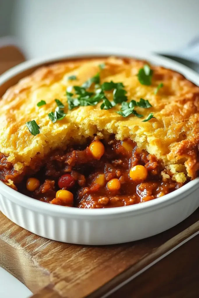 easy Cornbread Topped Chilli Pie Chile Madness Recipe